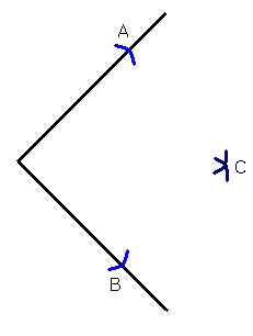 Draw two arcs which cross to form C